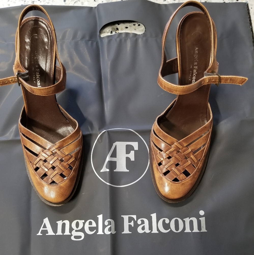 Angela Falconi Brown Leather Heels